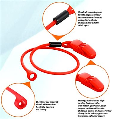 Silicone Hearing Aid Retention Clip for BTE- Monaural (4 / pk) Multi-Color (Red, White, Black, Cyan)